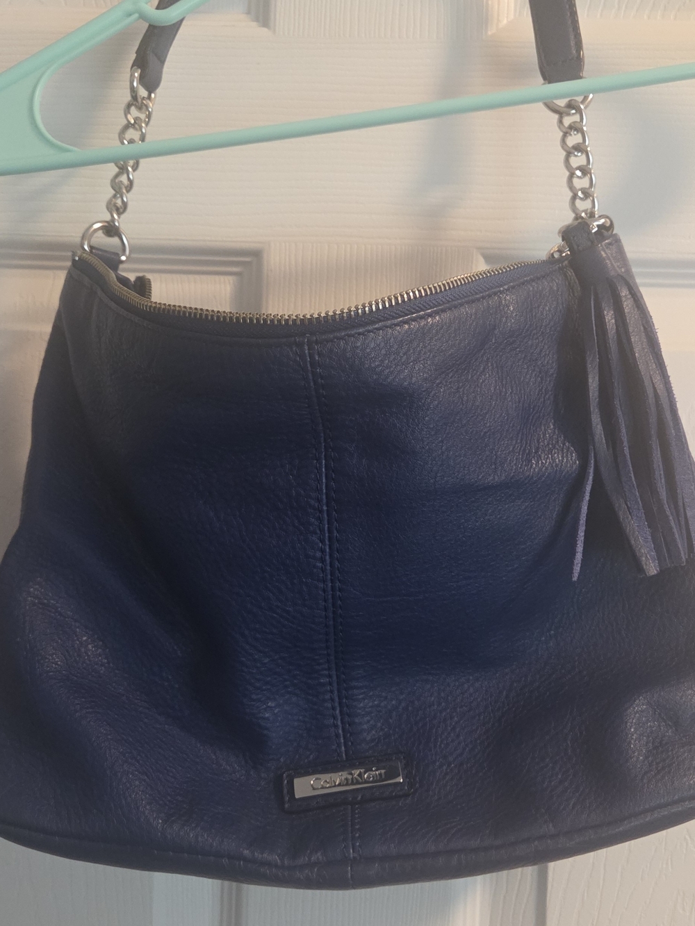 Calvin Klein Navy Leather Hobo Bag